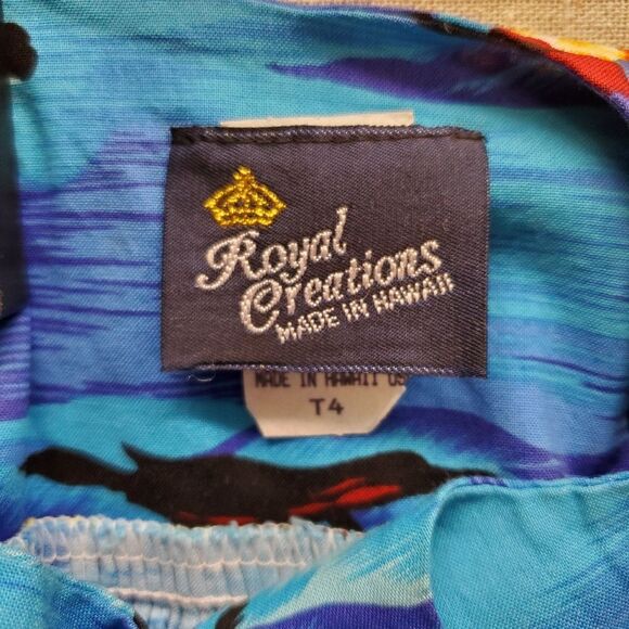 Royal Creations Made in Hawaii Aloha Blue Bungee Sundress 4T - Picture 5 of 6